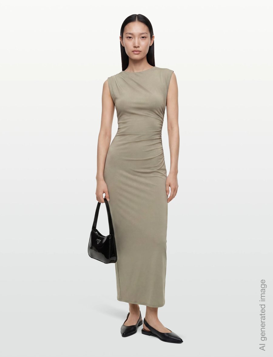 Rosemunde - RWBillie SL Drape Long Dress - bodycon dresses - dried sage - 0