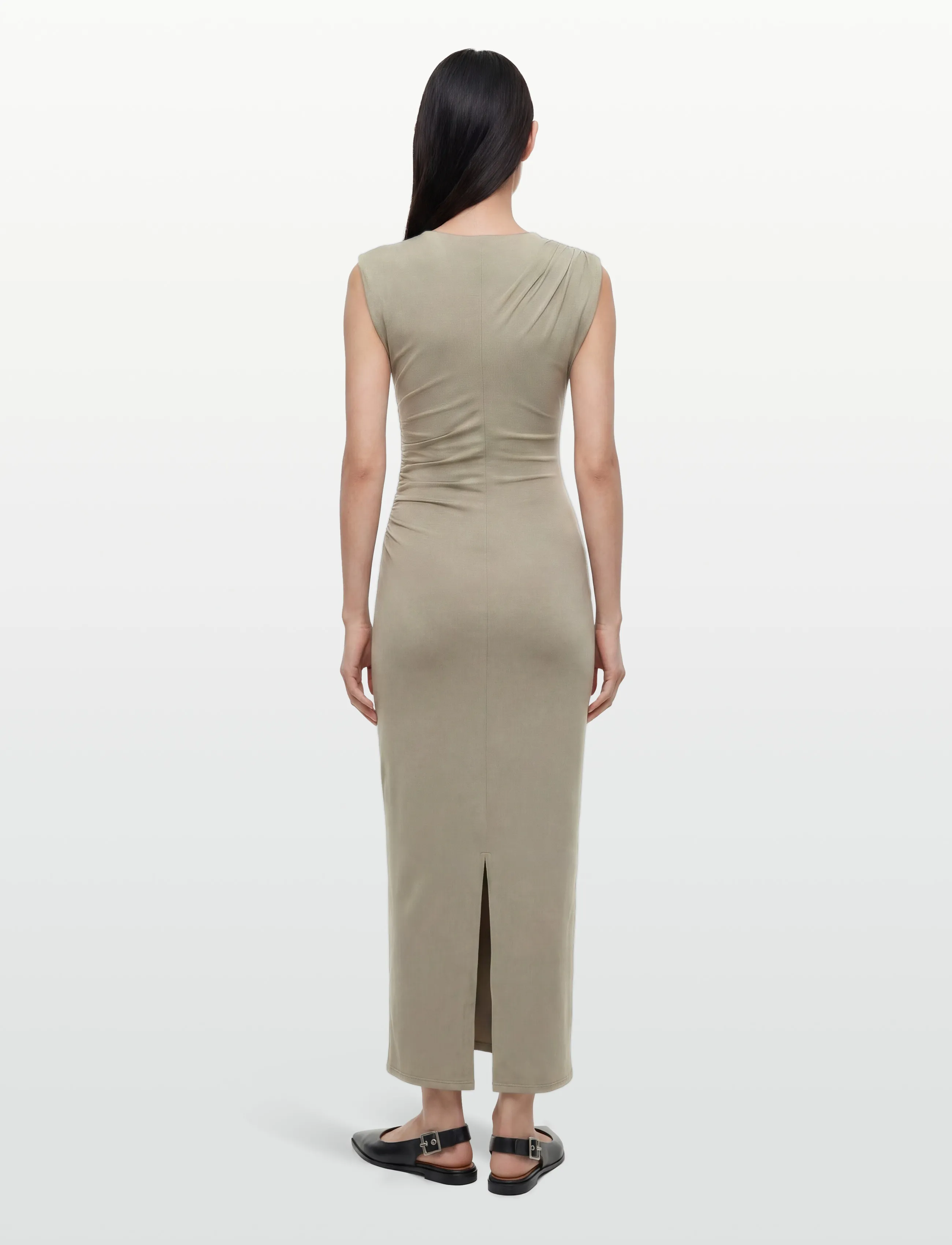 Rosemunde - RWBillie SL Drape Long Dress - stramme kjoler - dried sage - 4
