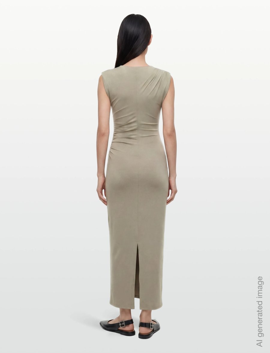 Rosemunde - RWBillie SL Drape Long Dress - bodycon dresses - dried sage - 4