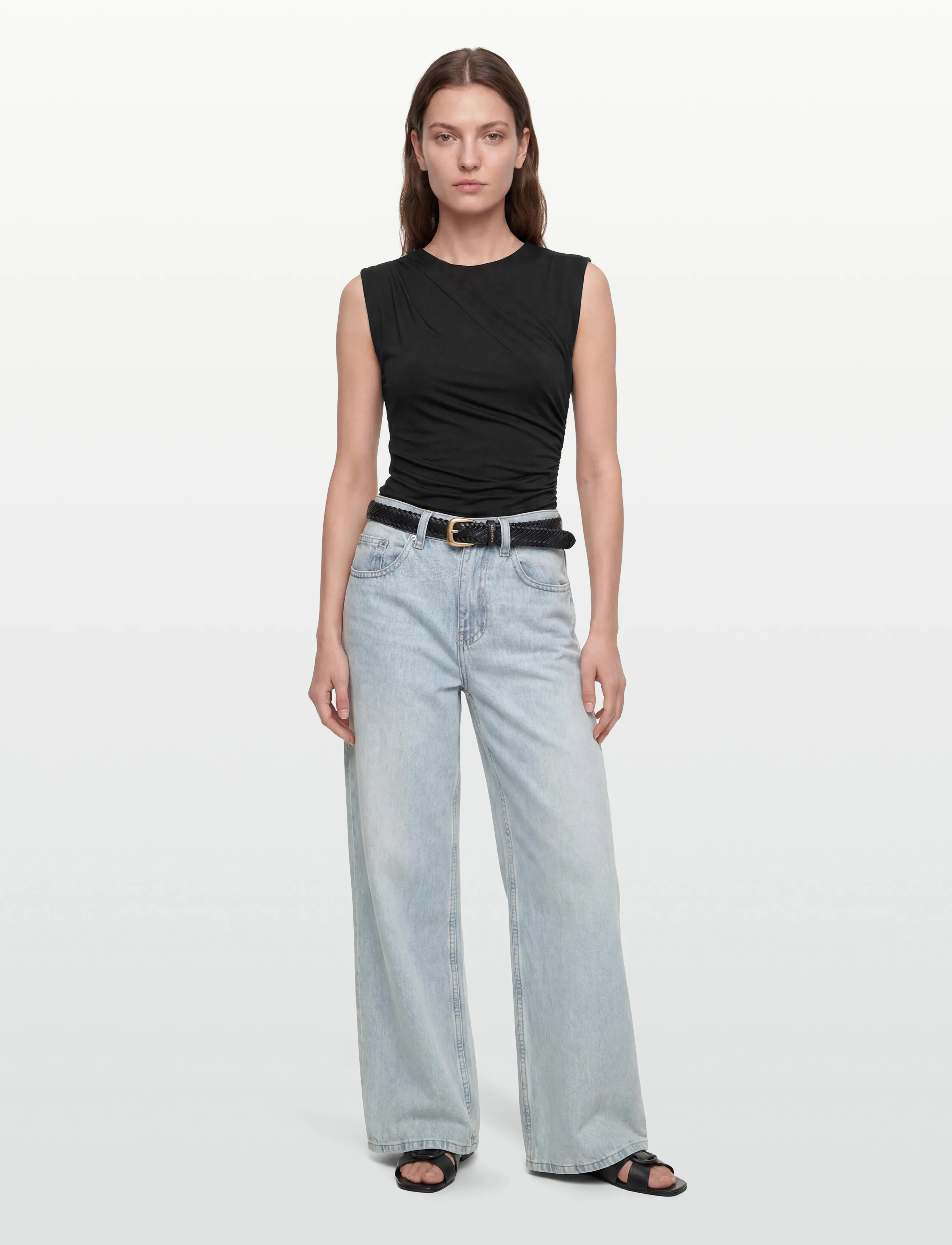 Rosemunde Rwbillie Sl Drape Top, Kvinder, Ærmeløs Draperet Top, Sort, Str: 38