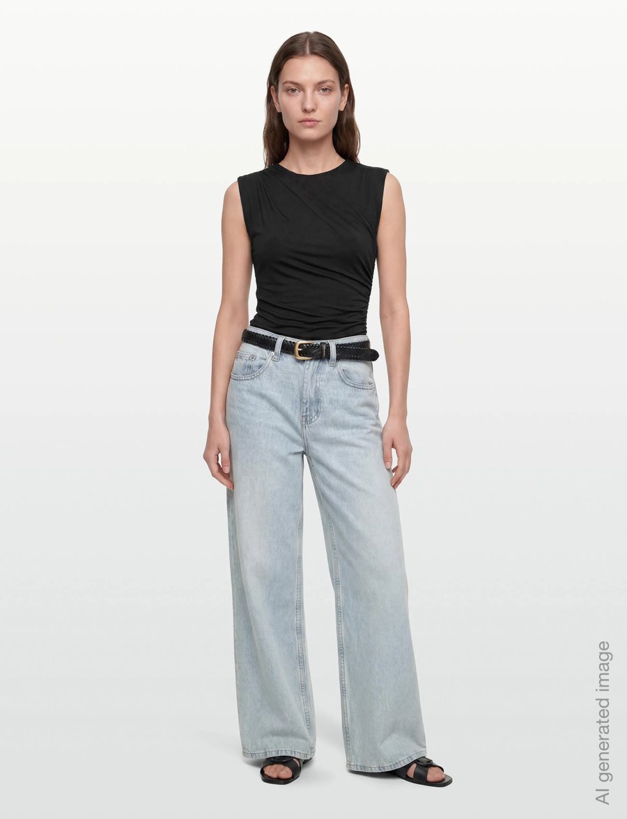 Rosemunde - RWBillie SL Drape Top - linnen - black - 0