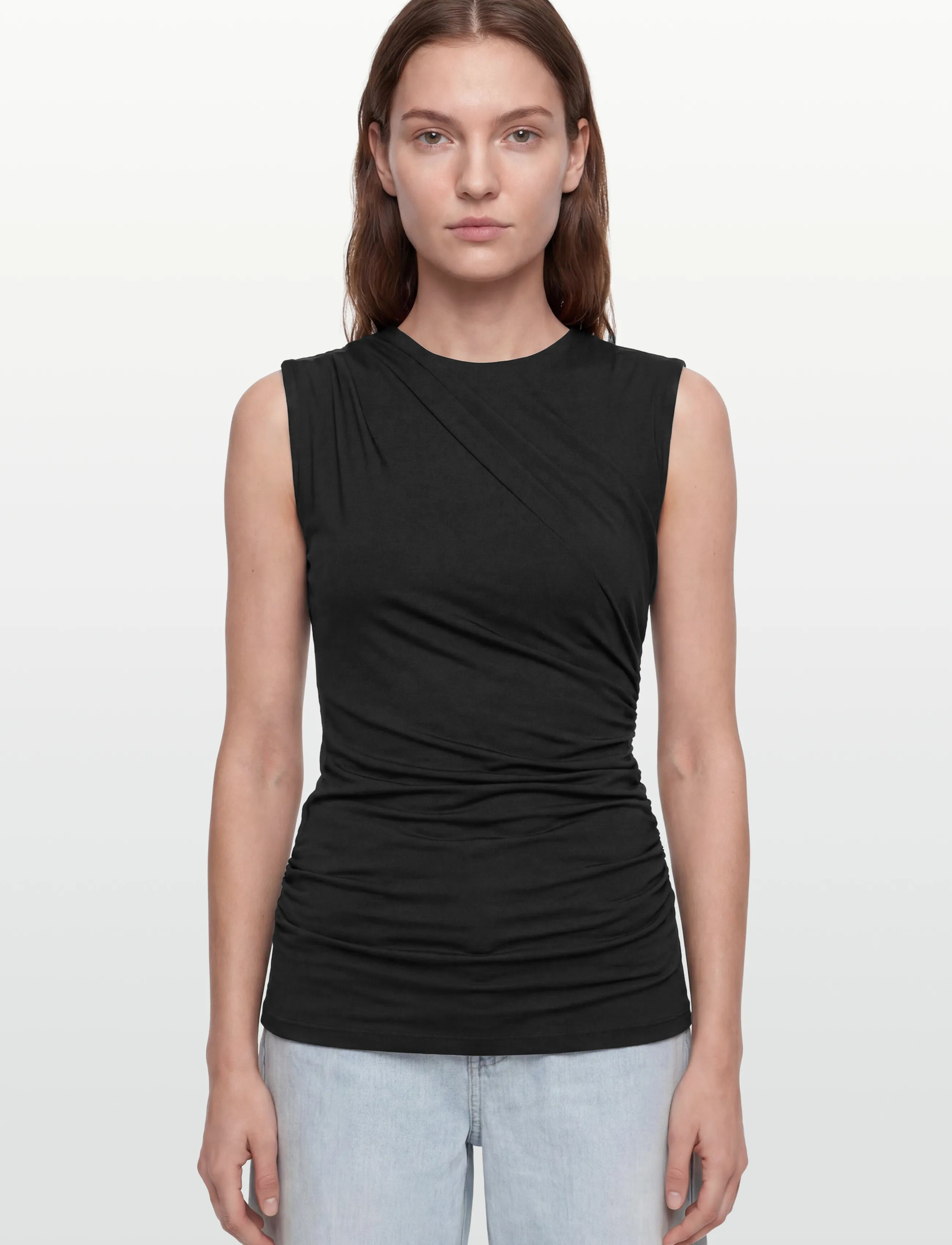 Rosemunde - RWBillie SL Drape Top - ermalausir toppar - black - 3