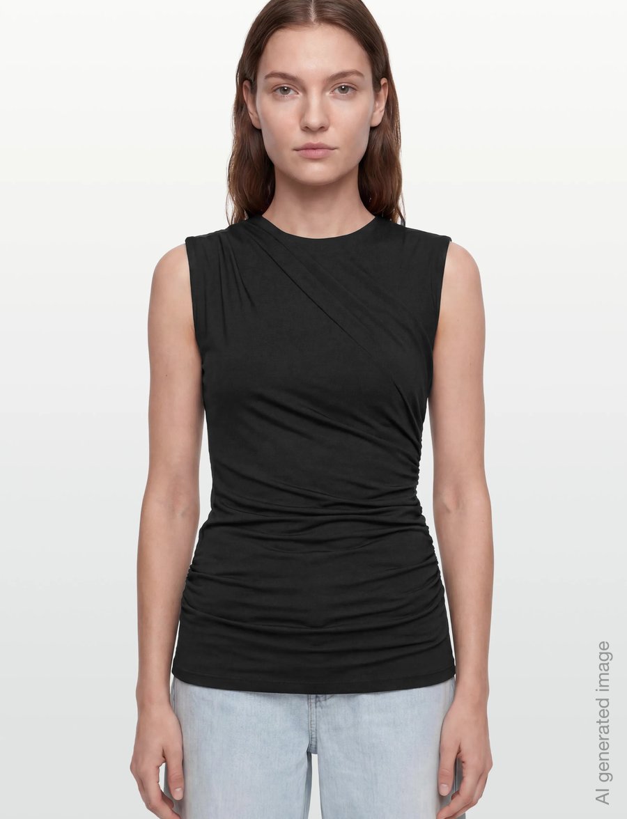 Rosemunde - RWBillie SL Drape Top - linnen - black - 3