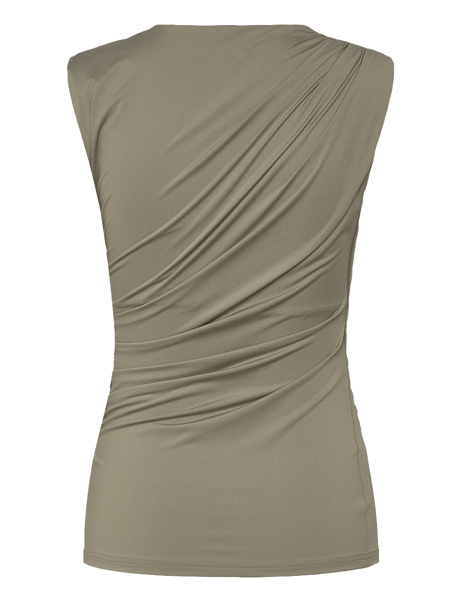 Rosemunde - RWBillie SL Drape Top - sleeveless tops - dried sage - 2