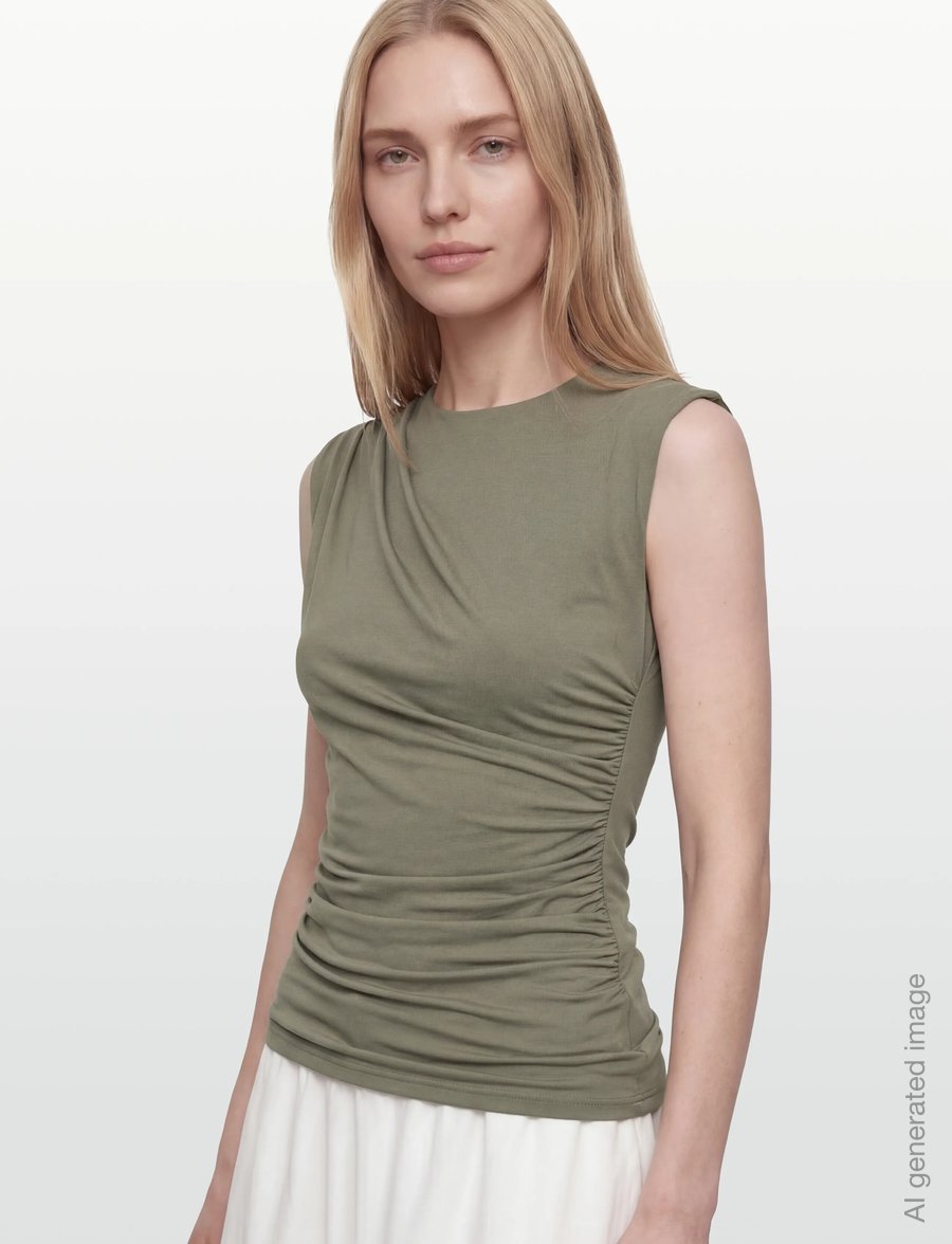Rosemunde - RWBillie SL Drape Top - sleeveless tops - dried sage - 3