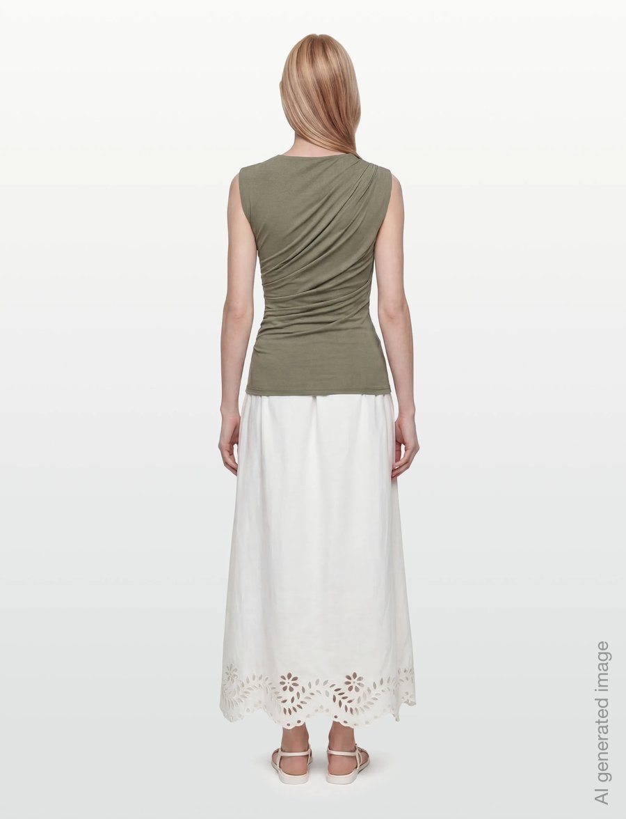 Rosemunde - RWBillie SL Drape Top - sleeveless tops - dried sage - 4