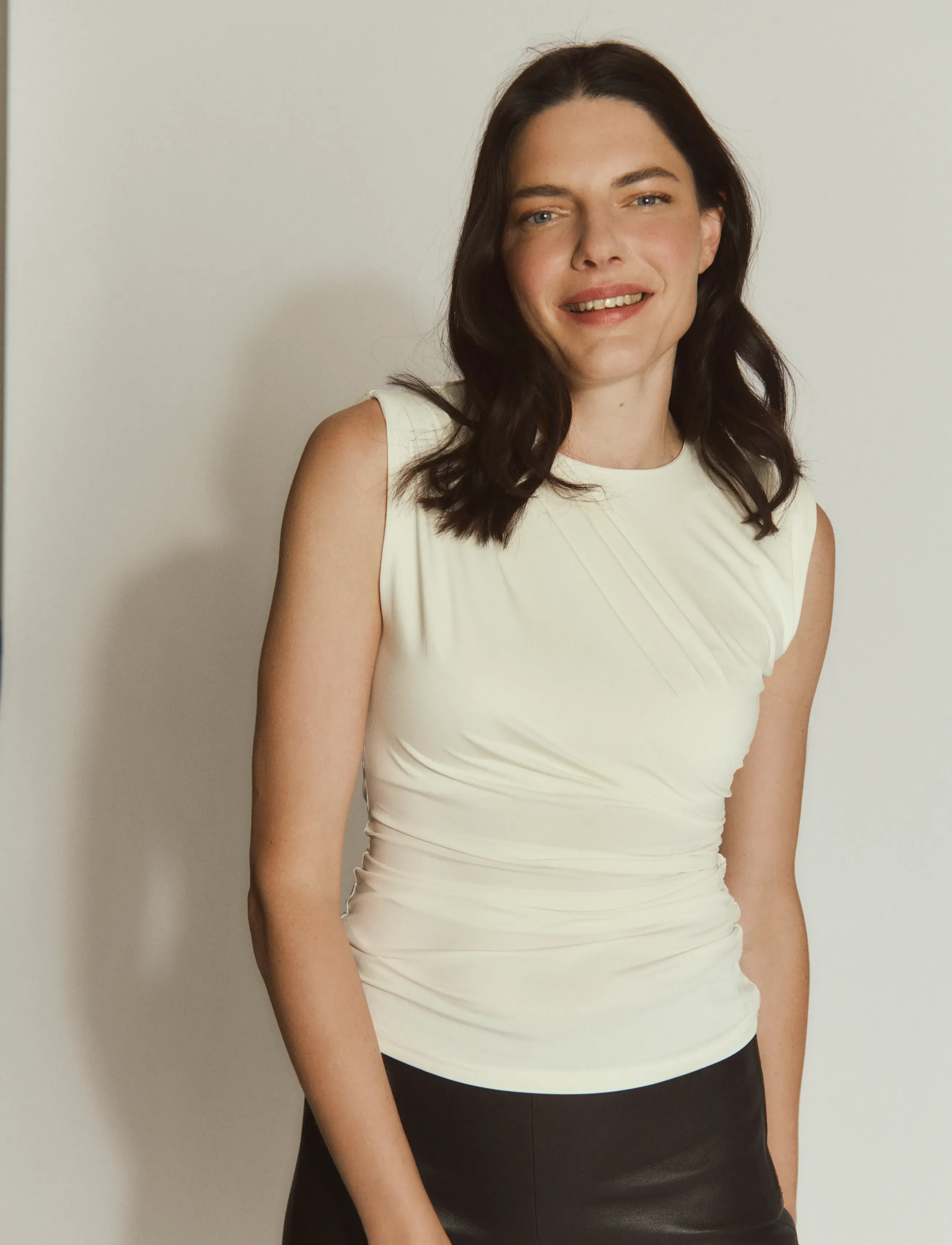 Rosemunde Rwbillie Sl Drape Top, Kvinder, Ærmeløs Draperet Top, Cream, Str: 46