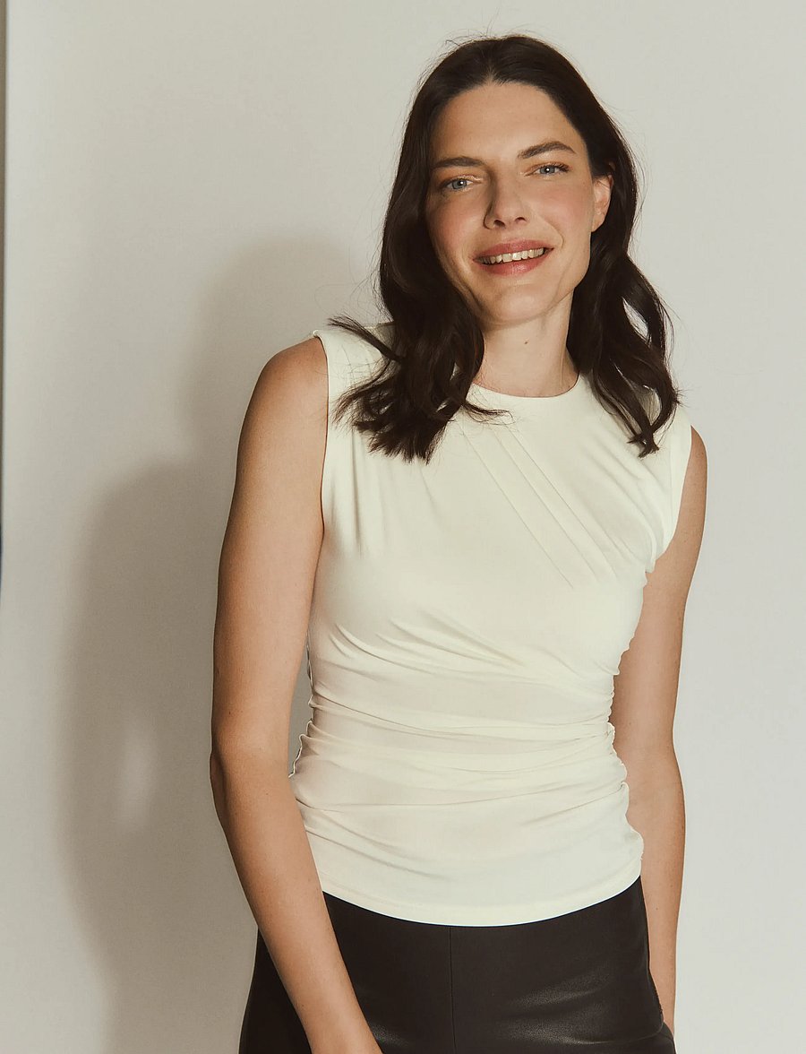 Rosemunde - RWBillie SL Drape Top - varrukateta topid - ivory - 0