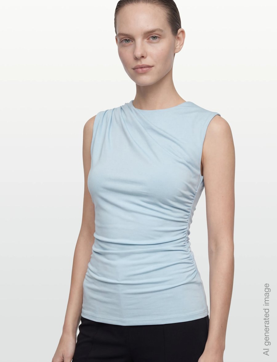 Rosemunde - RWBillie SL Drape Top - tanktops - nantucket blue - 3