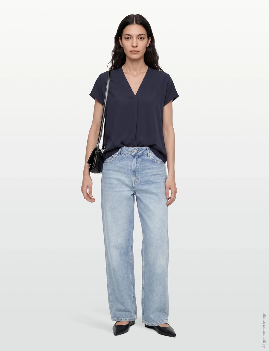 Rosemunde - RWElma Modal V-neck Top - t-shirts - navy - 0