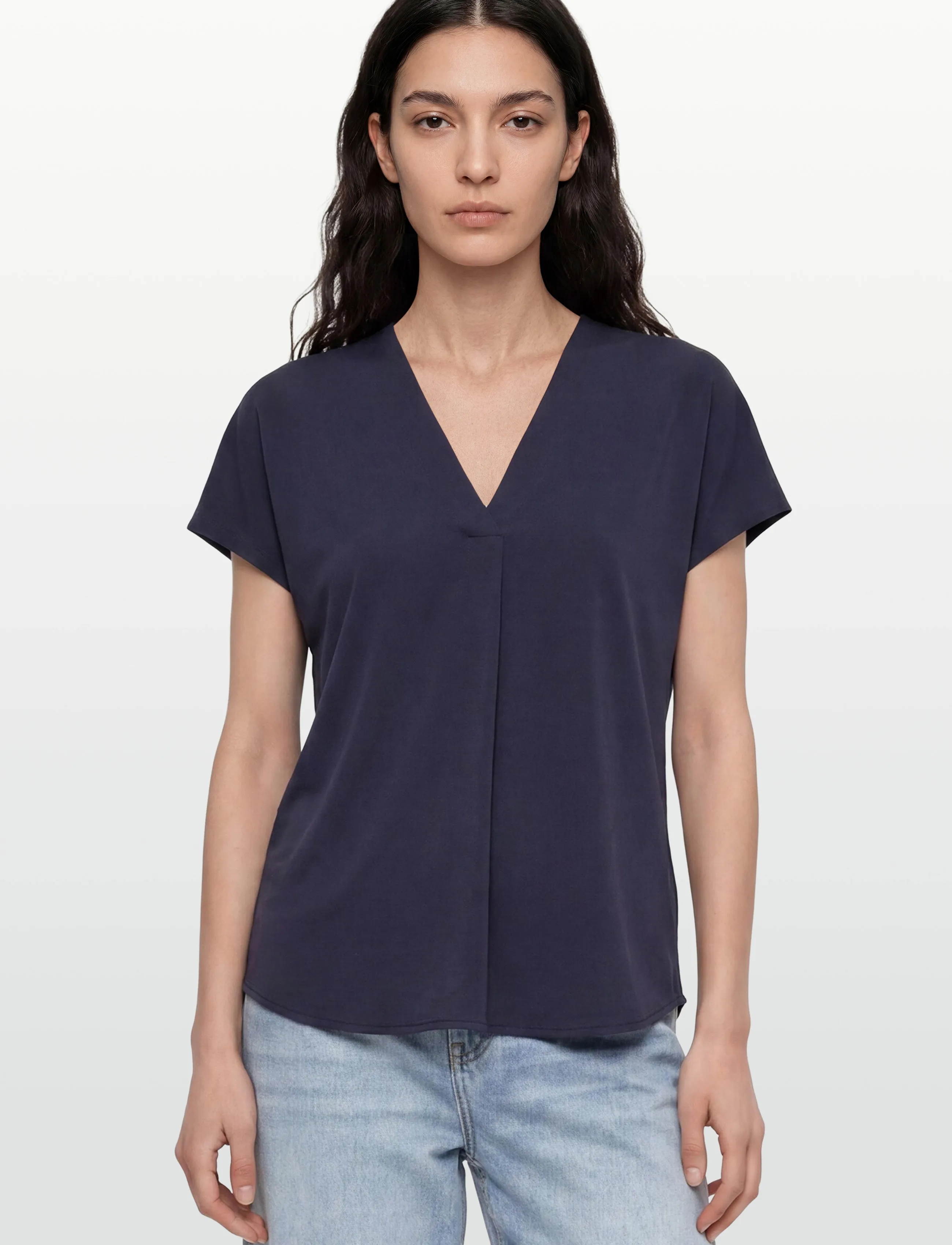 Rosemunde - RWElma Modal V-neck Top - t-shirts - navy - 3