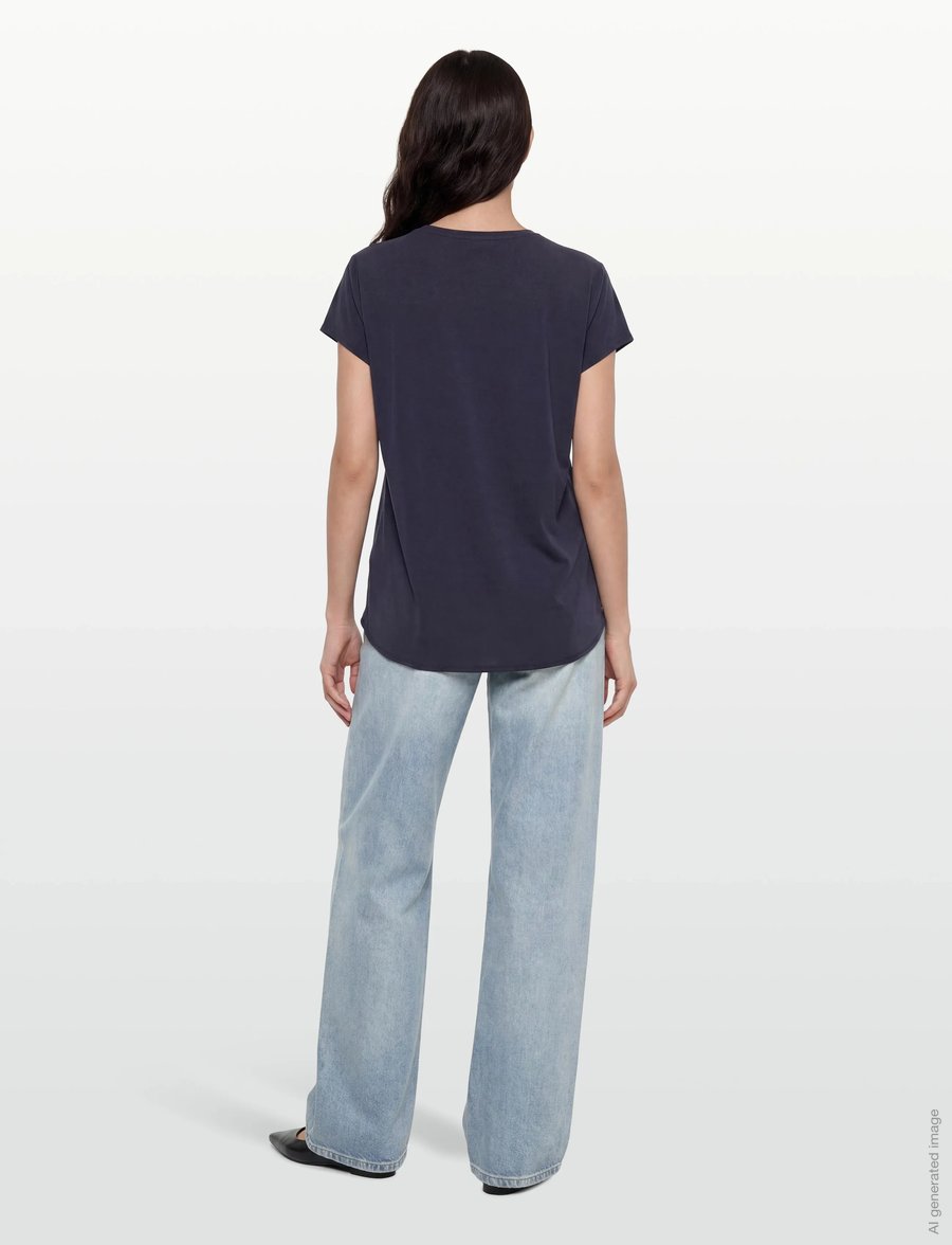 Rosemunde - RWElma Modal V-neck Top - t-shirts - navy - 4