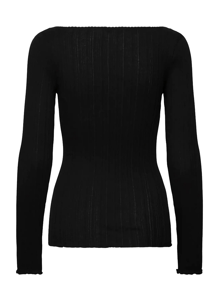 Rosemunde - RWJudy LS Boatneck T-shirt - pikkade varrukatega alussärgid - black - 2