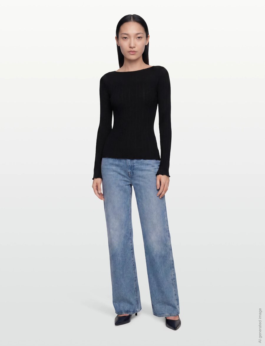 Rosemunde - RWJudy LS Boatneck T-shirt - pikkade varrukatega alussärgid - black - 0
