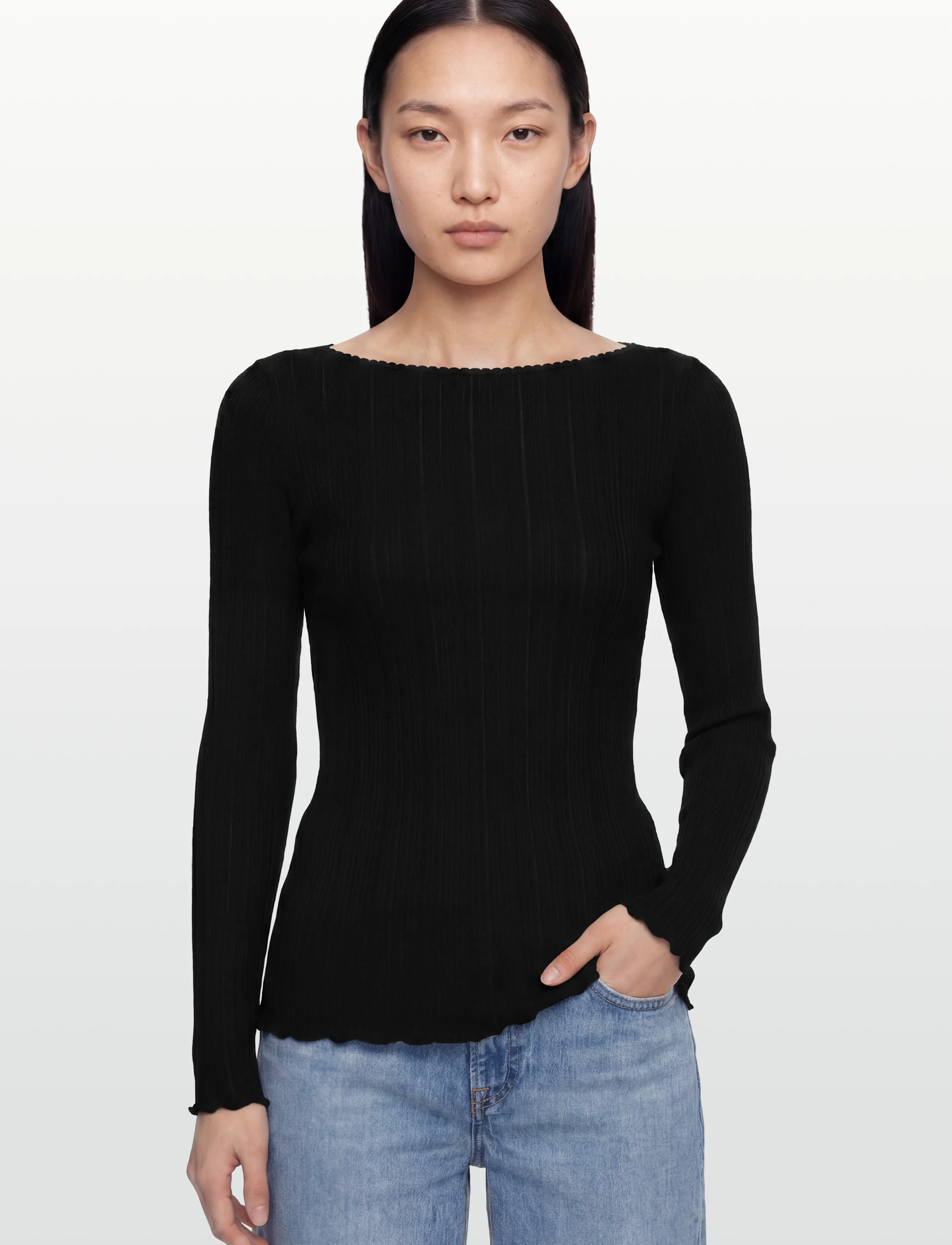 Rosemunde - RWJudy LS Boatneck T-shirt - pikkade varrukatega alussärgid - black - 3