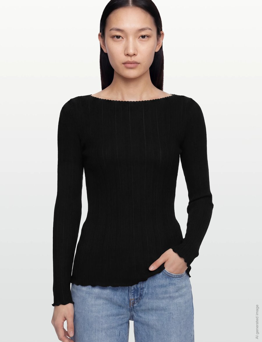 Rosemunde - RWJudy LS Boatneck T-shirt - pikkade varrukatega alussärgid - black - 3