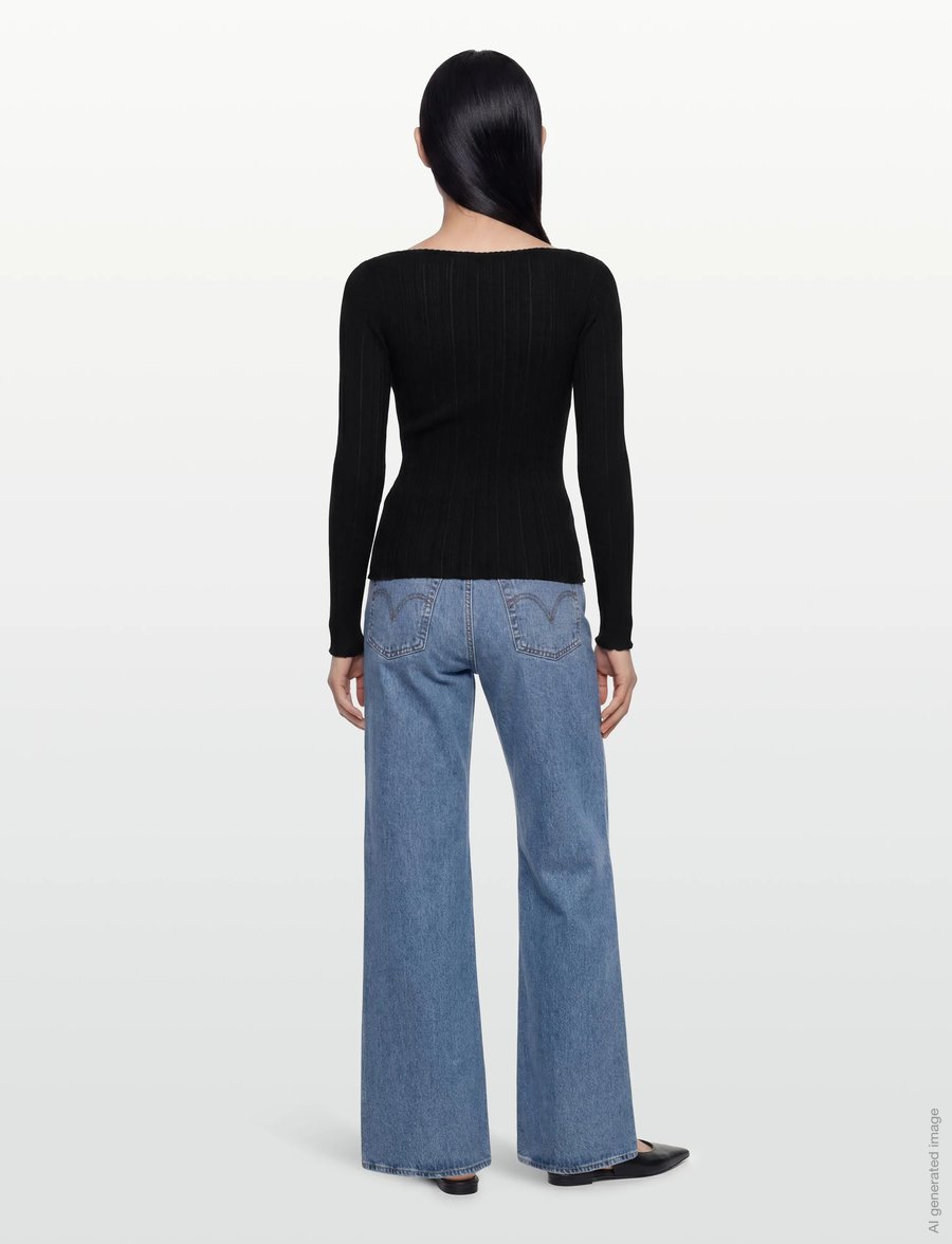 Rosemunde - RWJudy LS Boatneck T-shirt - pikkade varrukatega alussärgid - black - 4