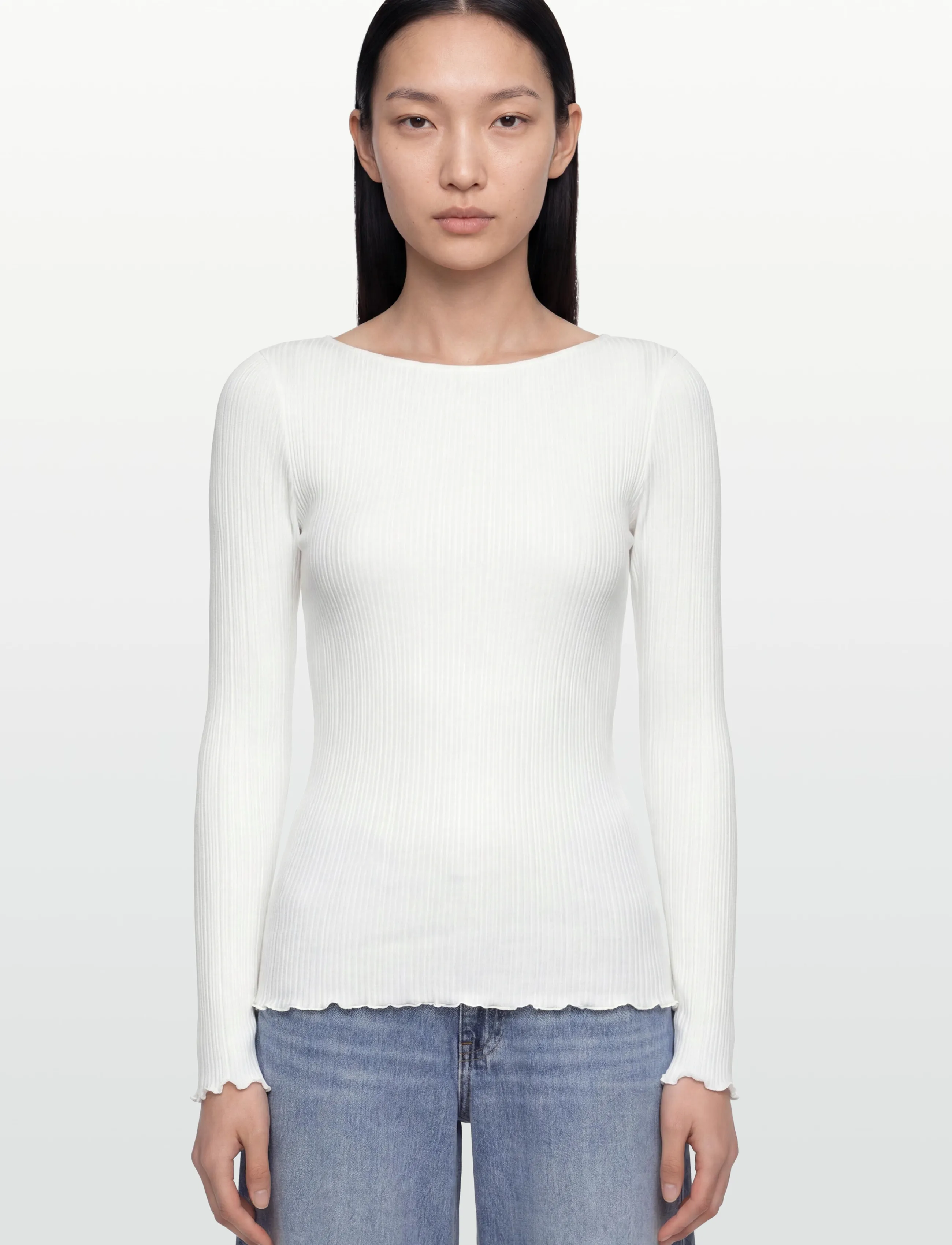 Rosemunde - RWJudy LS Boatneck T-shirt - langærmede toppe - new white - 3