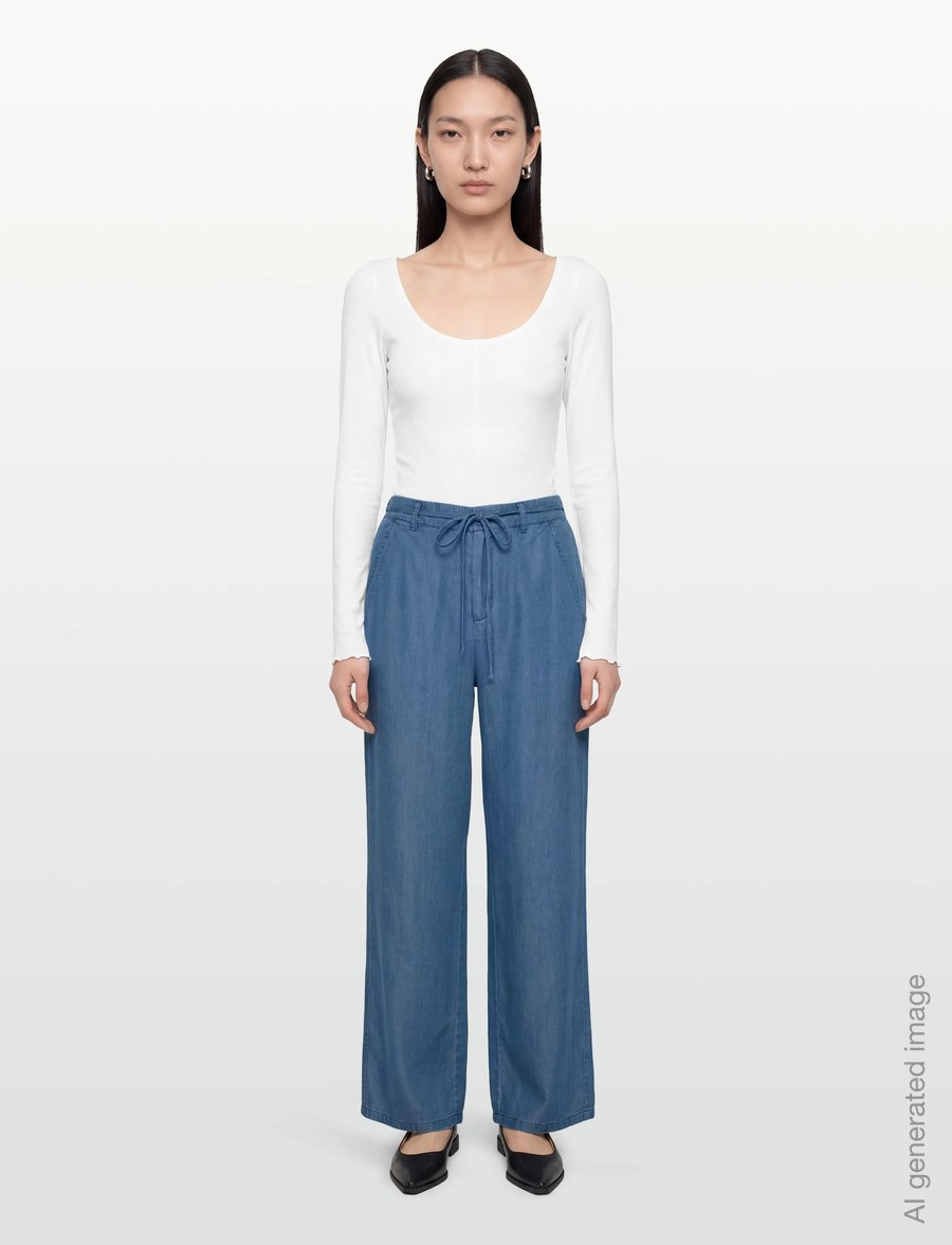 Rosemunde - RWDallas MW Trousers - vida byxor - medium denim blue - 0