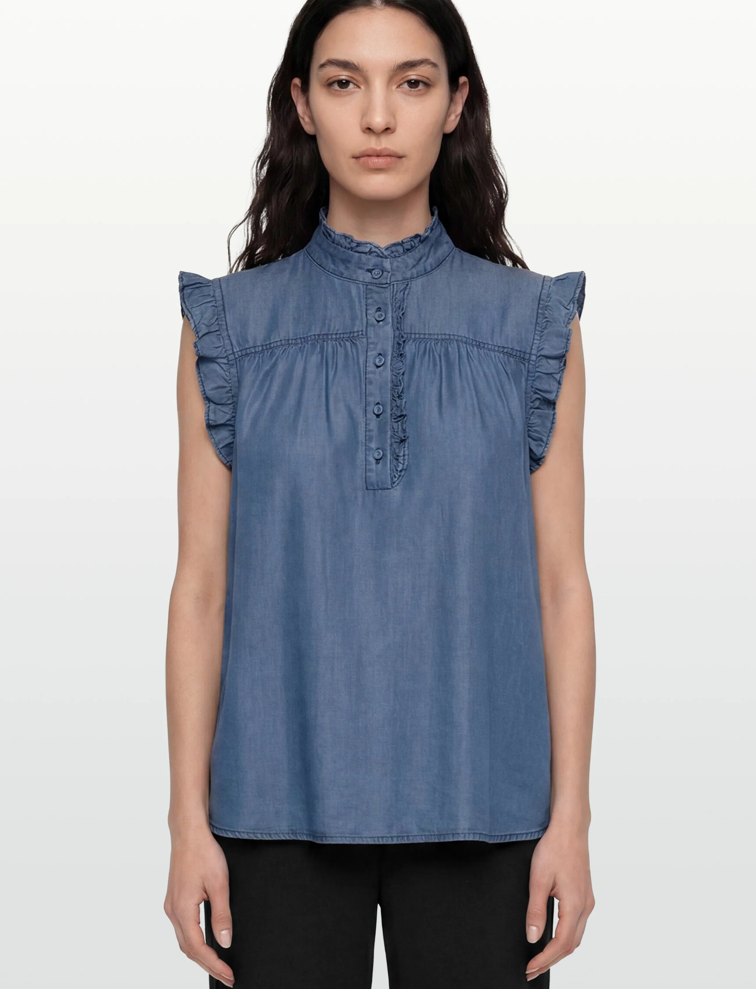 Rosemunde - RWDallas SL Top - Ærmeløse bluser - medium denim blue - 3