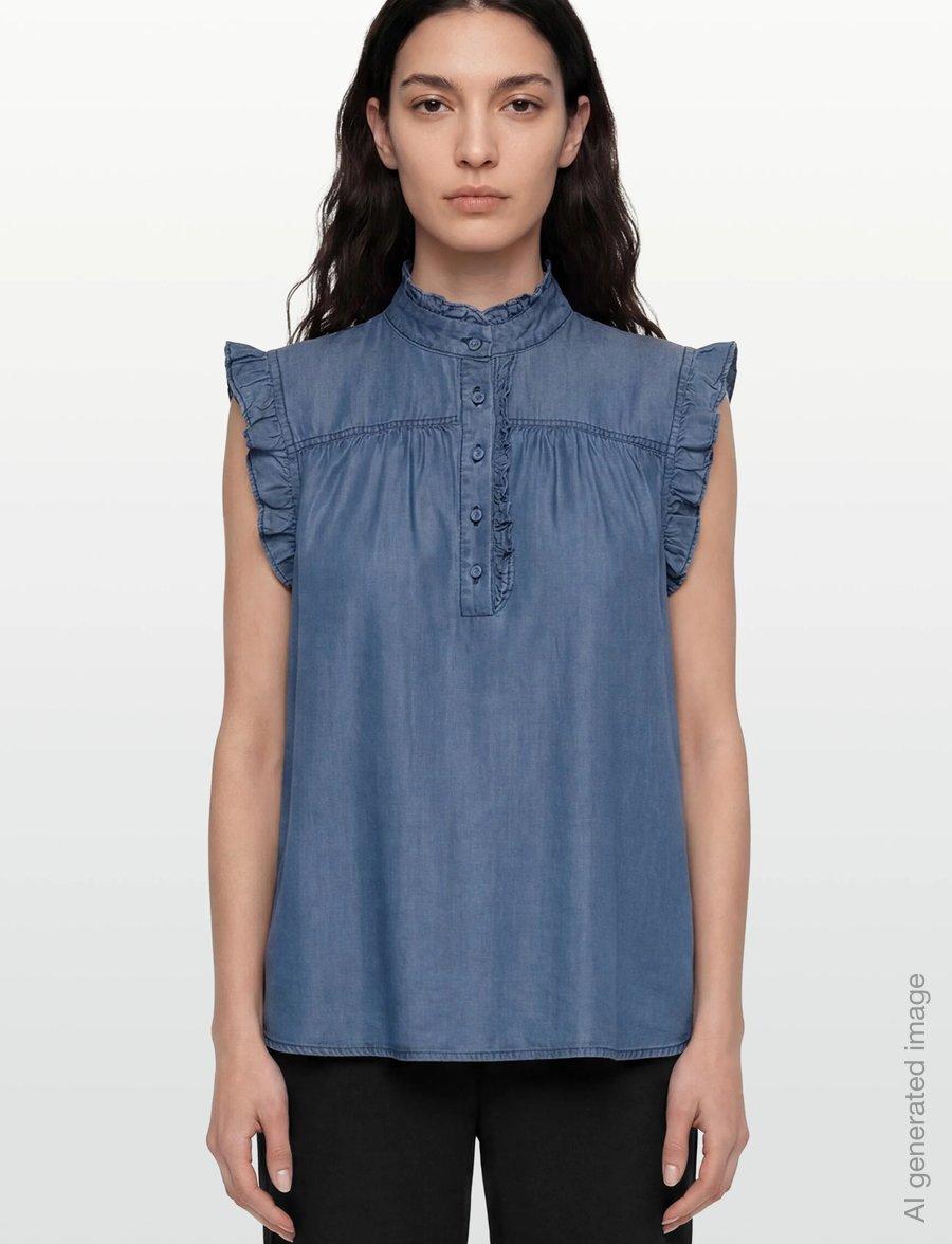 Rosemunde - RWDallas SL Top - Ärmellose blusen - medium denim blue - 3