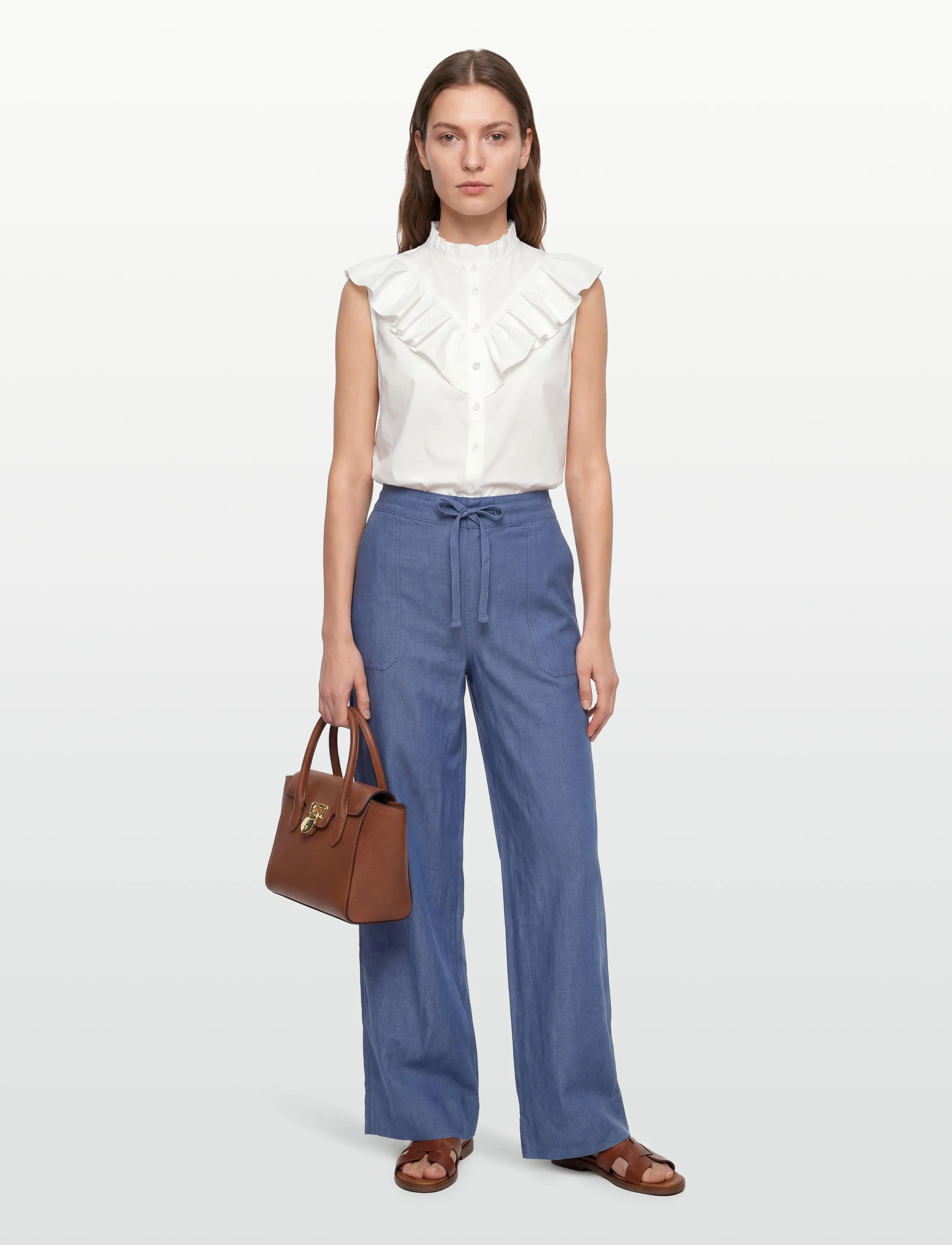 Rosemunde RWMegan SL Frill Top - Ärmlösa blusar - CLOUD DANCER / white