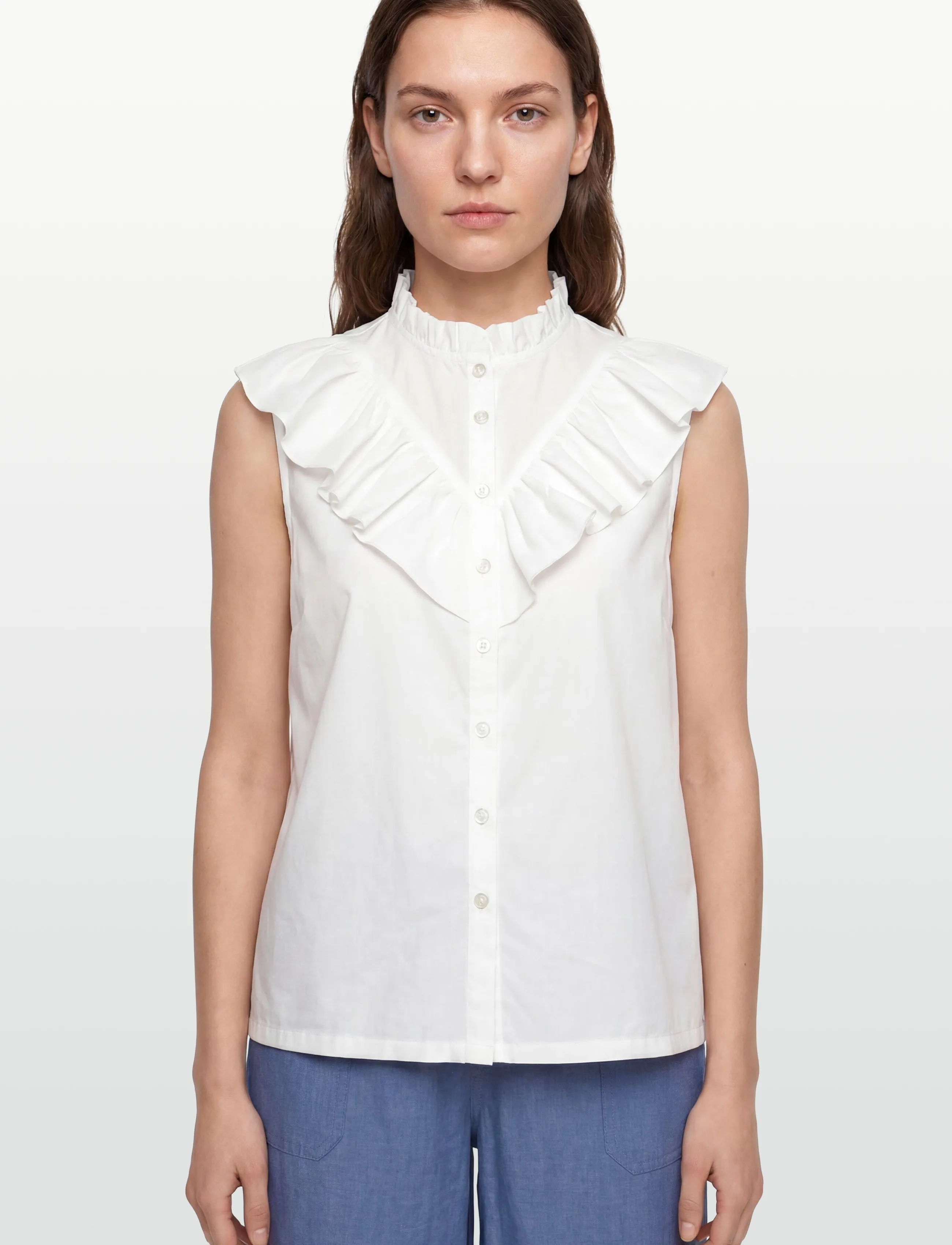 Rosemunde - RWMegan SL Frill Top - varrukateta pluusid - cloud dancer - 3