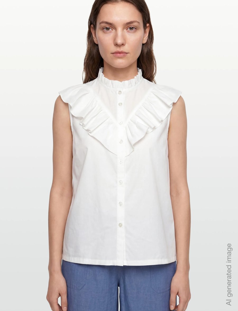 Rosemunde - RWMegan SL Frill Top - Ärmellose blusen - cloud dancer - 3