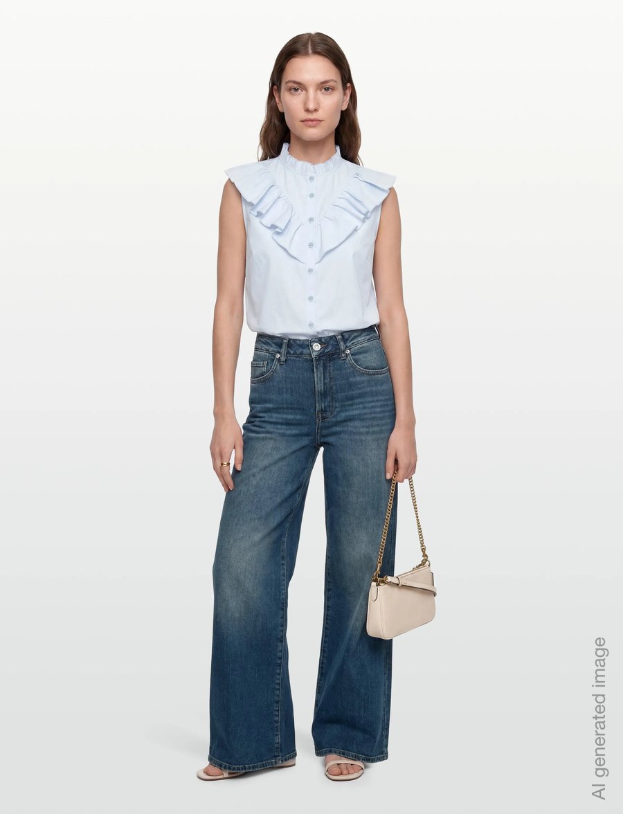 Rosemunde - RWMegan SL Frill Top - varrukateta pluusid - nantucket blue - 0