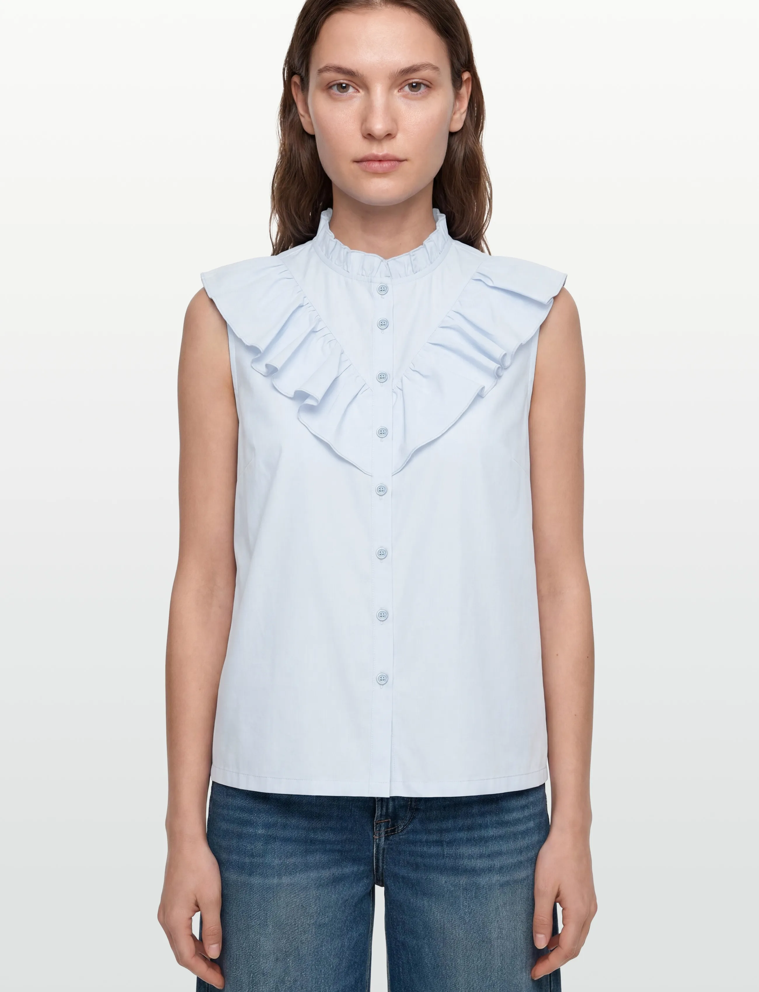 Rosemunde - RWMegan SL Frill Top - Ärmellose blusen - nantucket blue - 3