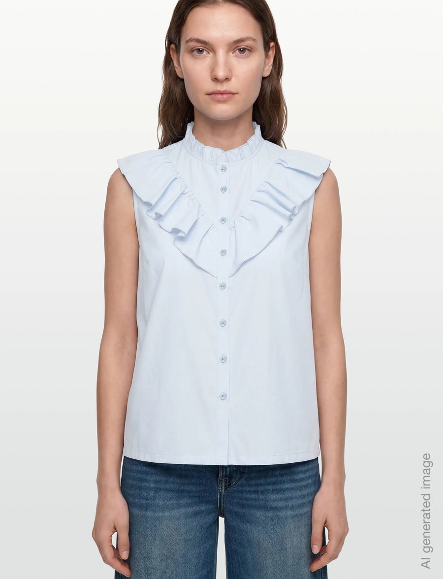 Rosemunde - RWMegan SL Frill Top - varrukateta pluusid - nantucket blue - 3