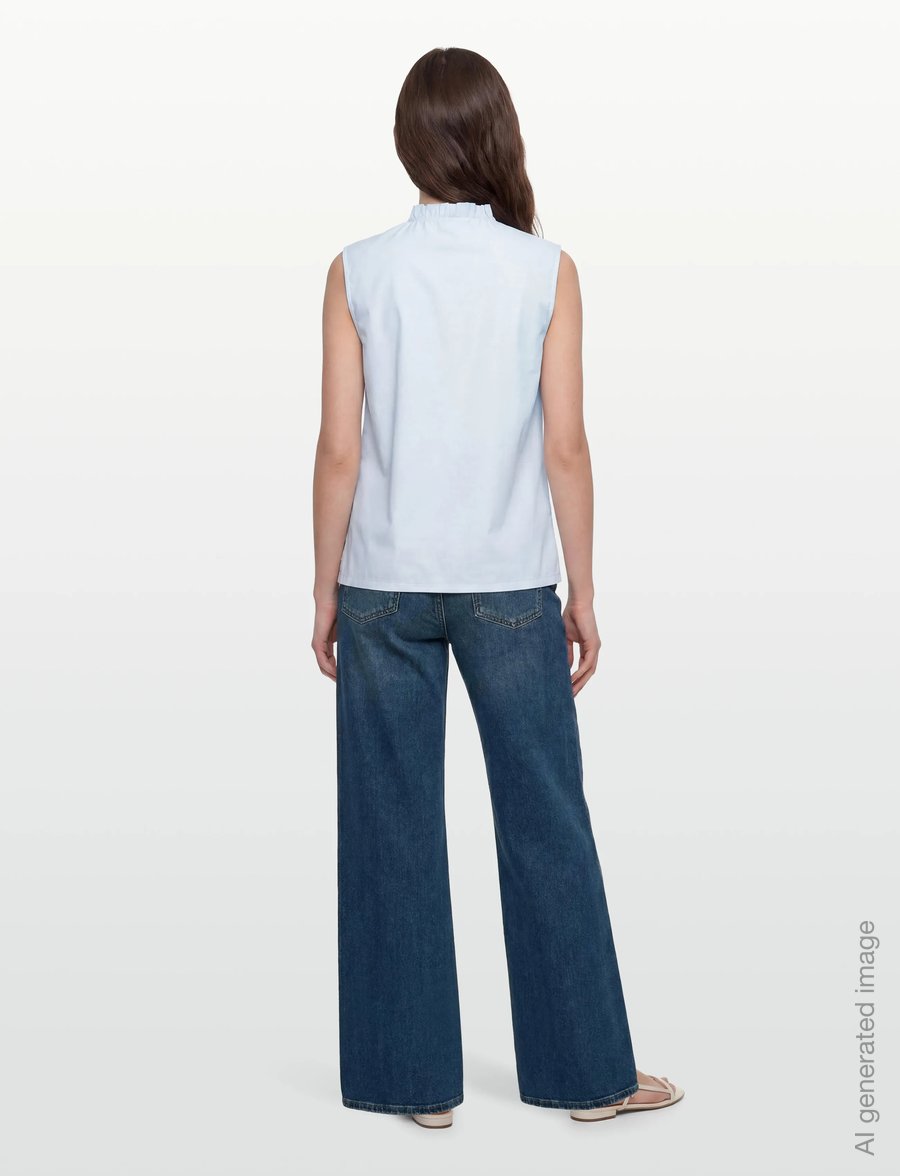 Rosemunde - RWMegan SL Frill Top - varrukateta pluusid - nantucket blue - 4