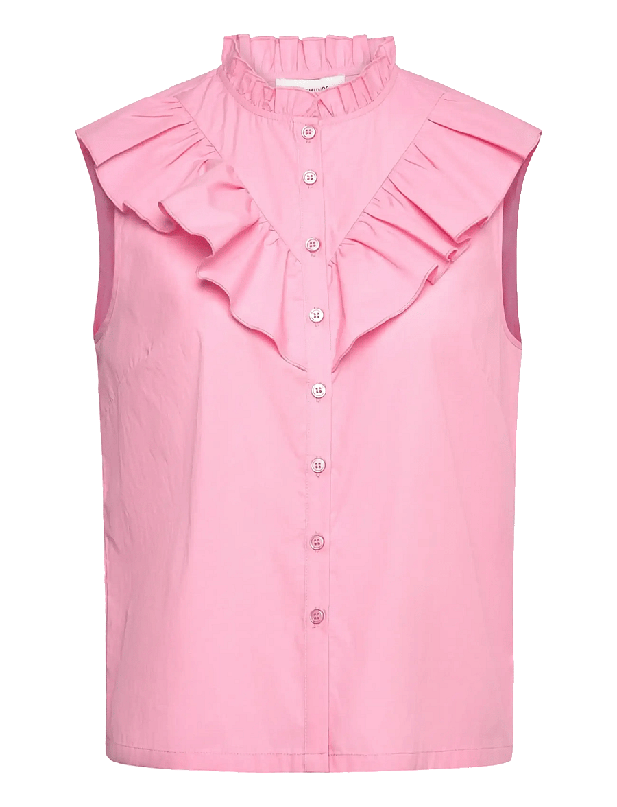 Rosemunde - RWMegan SL Frill Top - sleeveless blouses - sea pink - 1