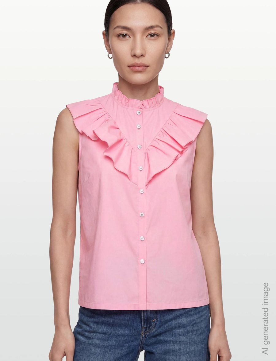 Rosemunde - RWMegan SL Frill Top - sleeveless blouses - sea pink - 3