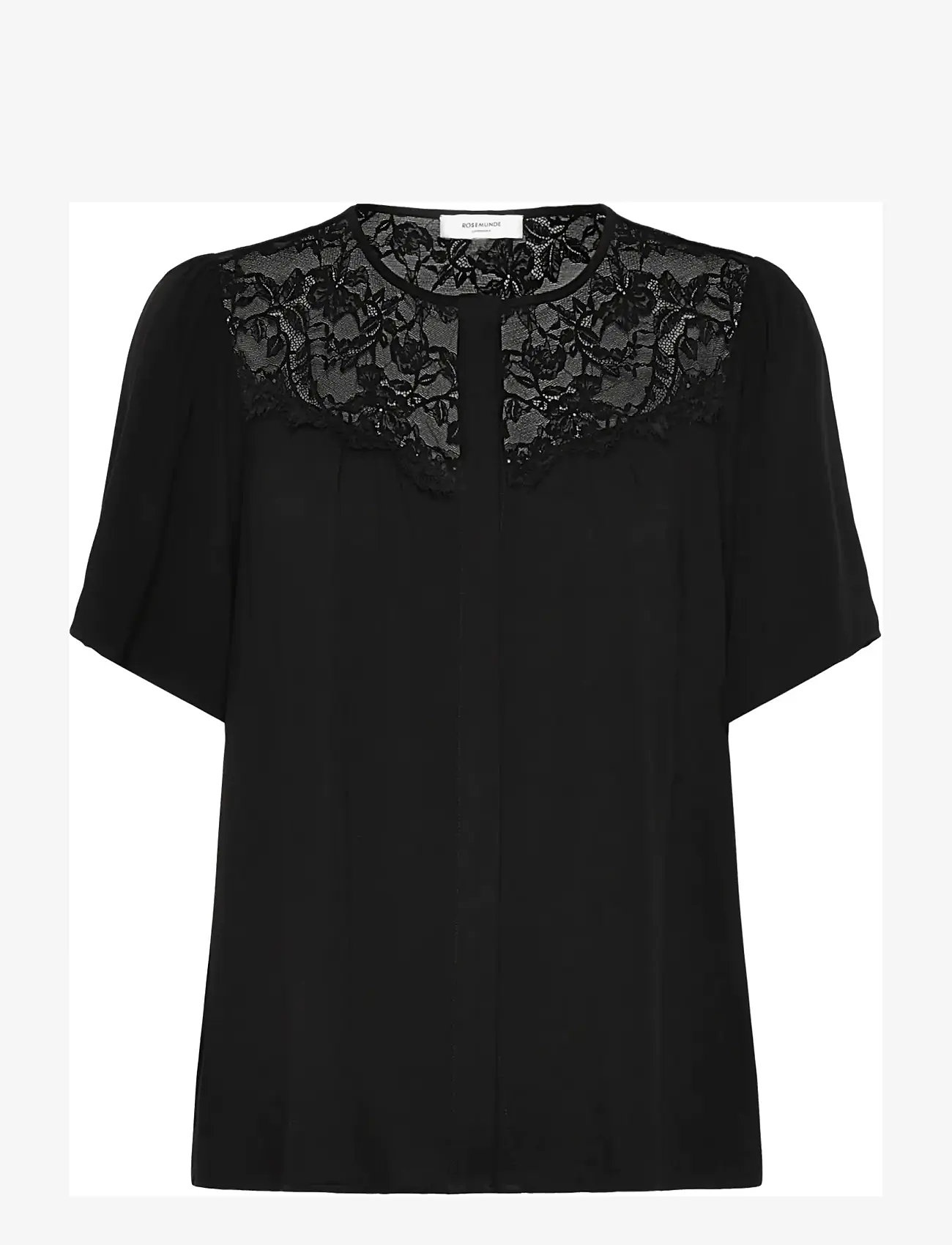 Rosemunde - RWElif SS Lace Blouse - kortærmede bluser - black - 0