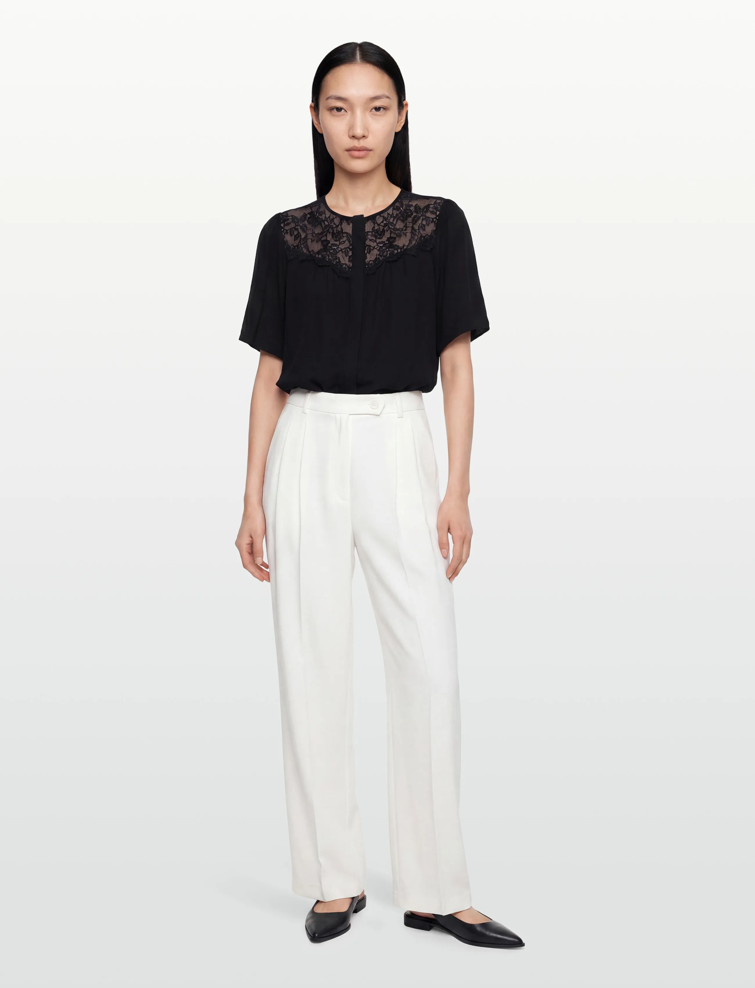 Rosemunde RWElif SS Lace Blouse - Bluser - BLACK / black