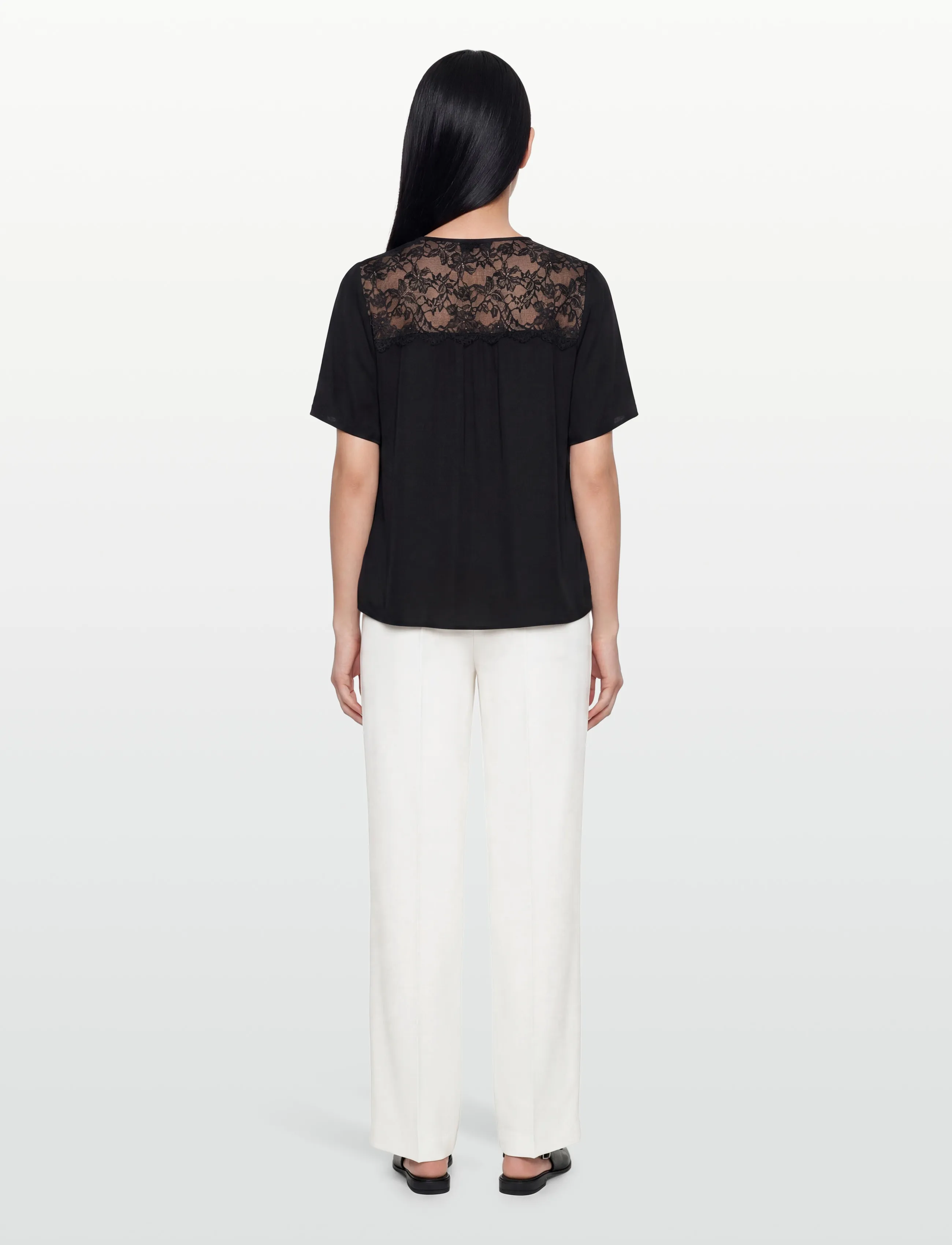 Rosemunde - RWElif SS Lace Blouse - short-sleeved blouses - black - 4