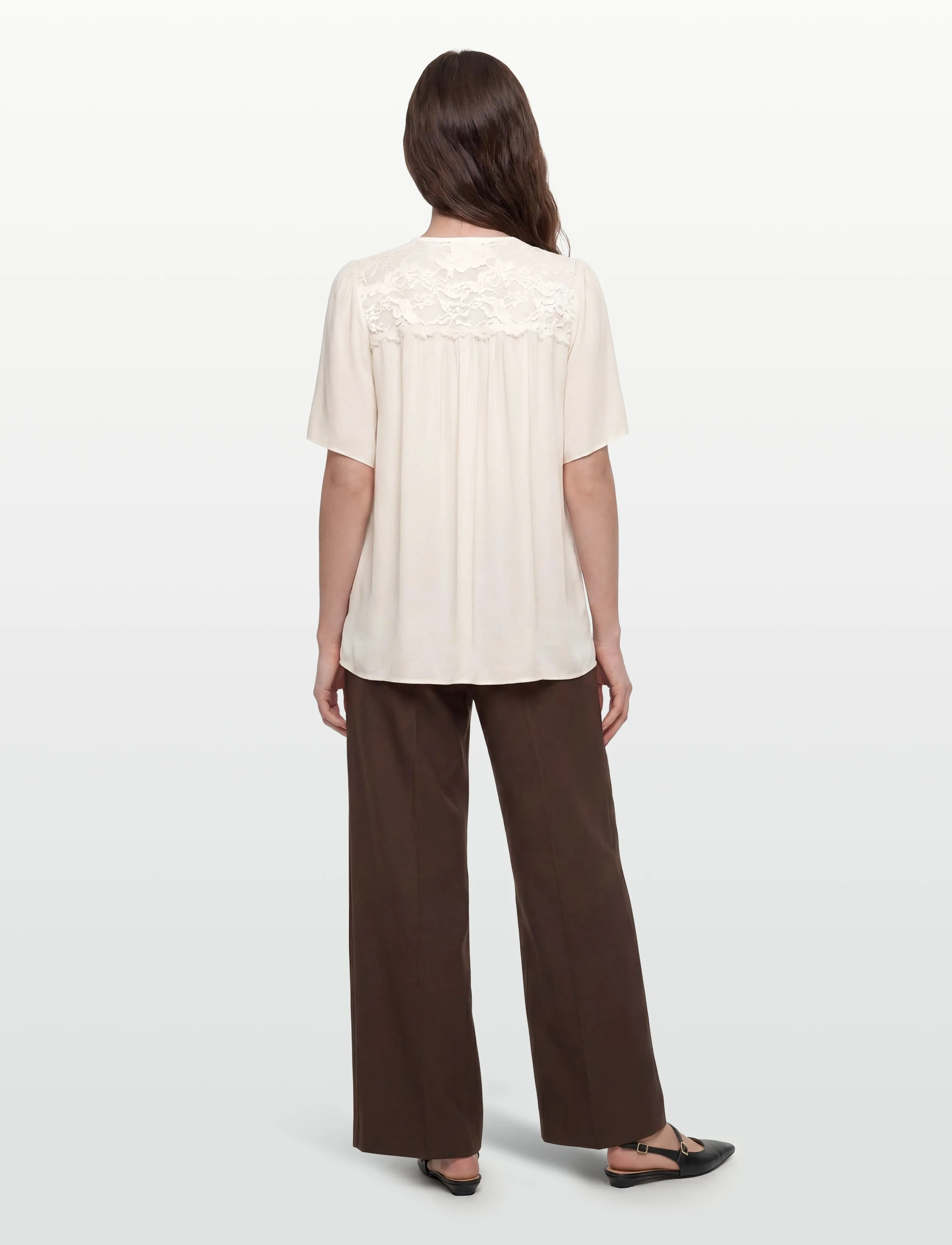 Rosemunde - RWElif SS Lace Blouse - kurzärmelige blusen - turtledove - 4