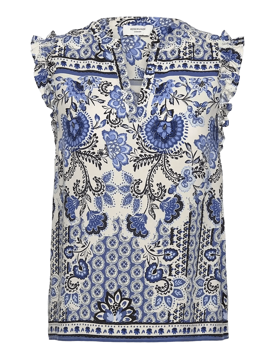 Rosemunde - RWElif SL Top - sleeveless blouses - blue boho print - 1