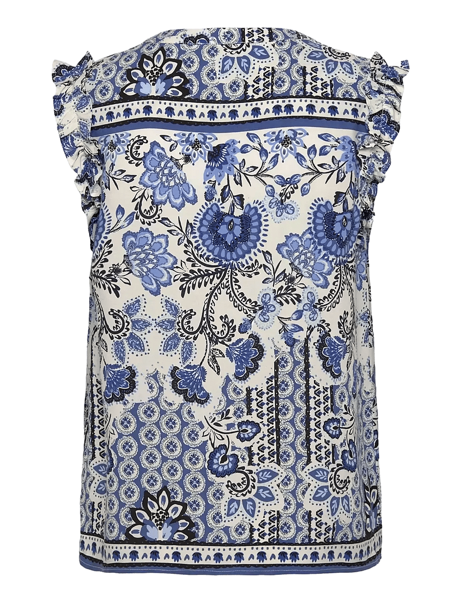 Rosemunde - RWElif SL Top - sleeveless blouses - blue boho print - 2