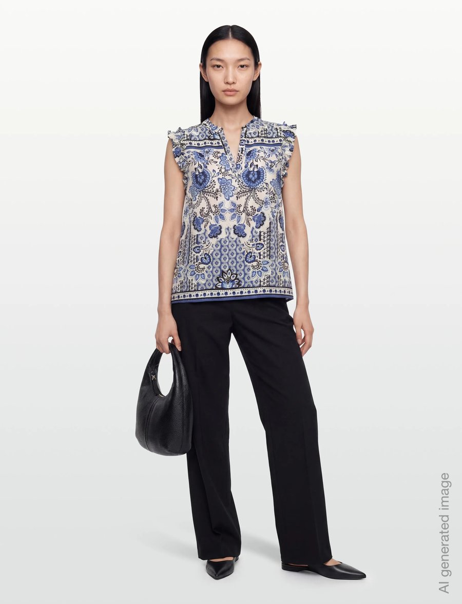 Rosemunde - RWElif SL Top - sleeveless blouses - blue boho print - 0