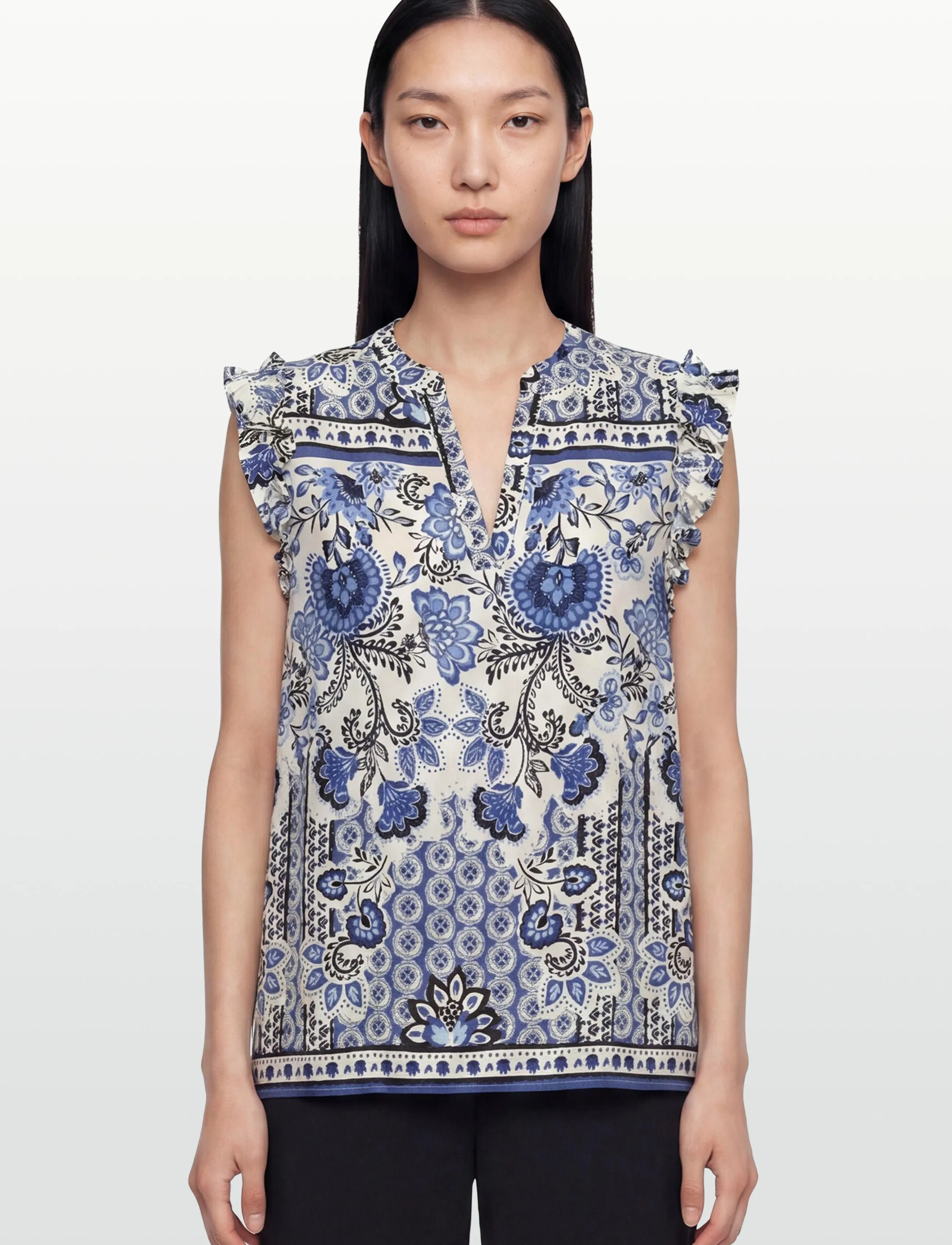 Rosemunde - RWElif SL Top - Ærmeløse bluser - blue boho print - 3