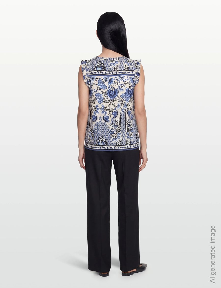 Rosemunde - RWElif SL Top - sleeveless blouses - blue boho print - 4