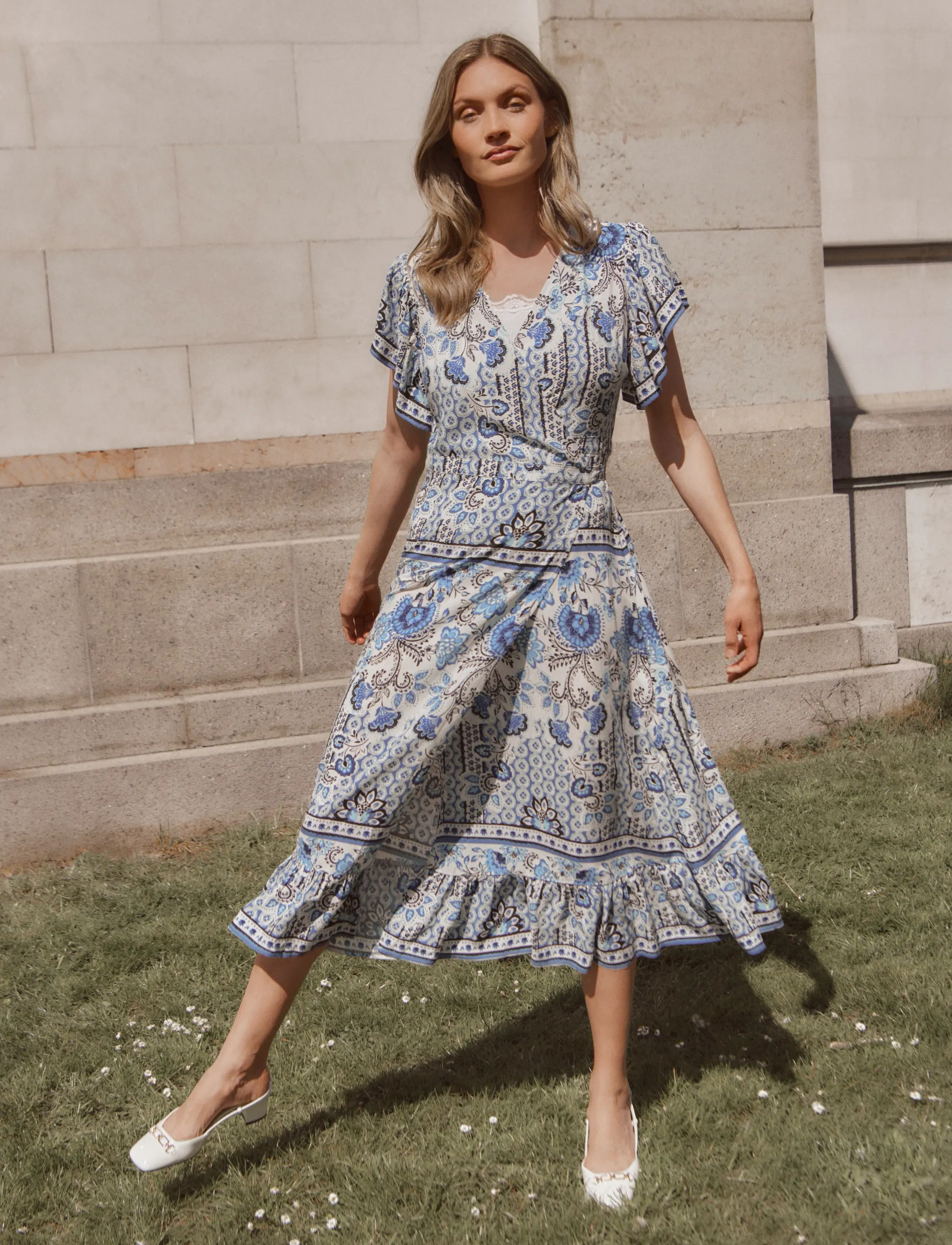 Rosemunde Rwelif Ss Midi Wrap Dress, 34, Blue, Kjoler > Knælange Og Midi, Dame
