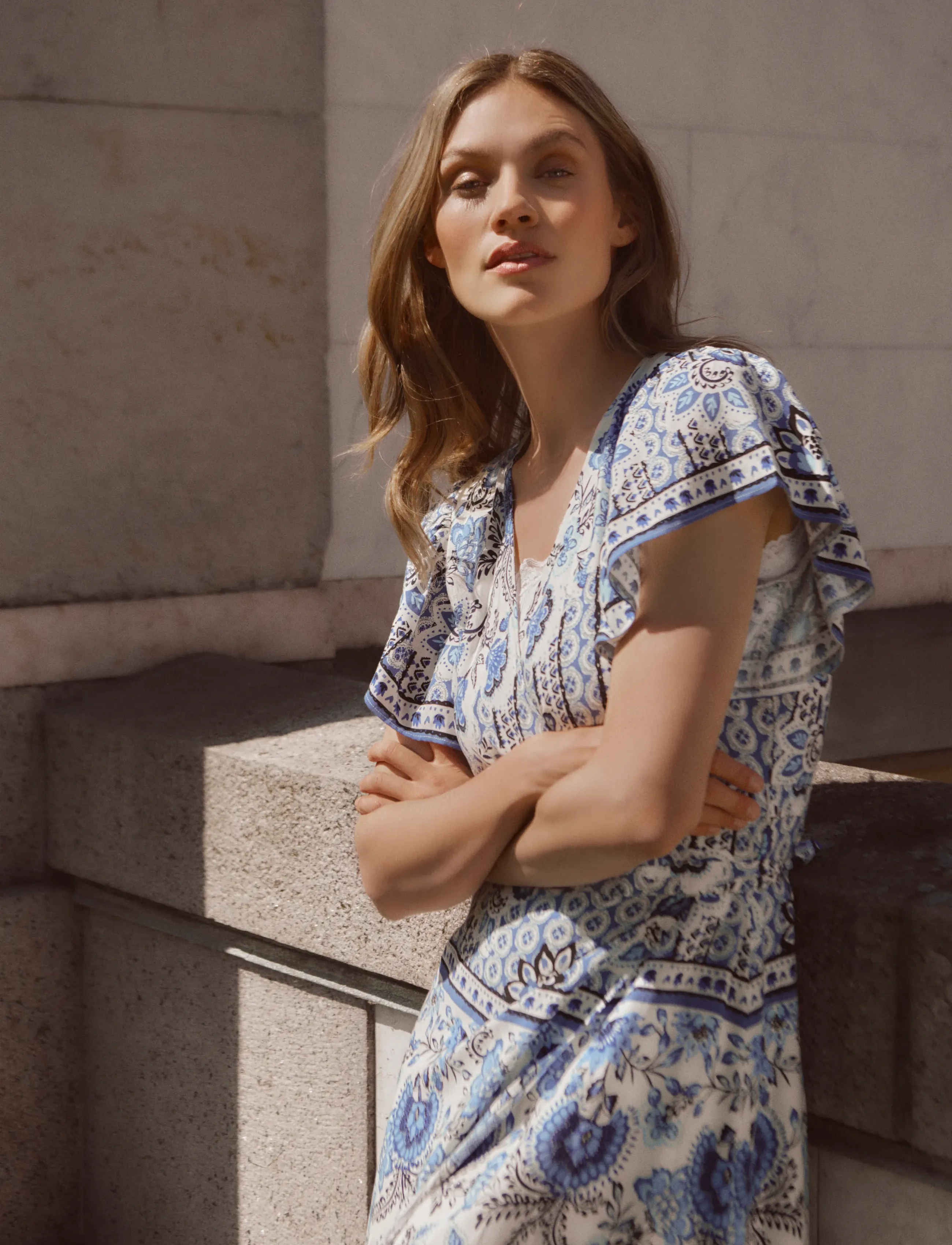 Rosemunde - RWElif SS Midi Wrap Dress - sommerkjoler - blue boho print - 3