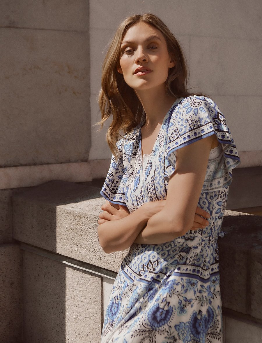 Rosemunde - RWElif SS Midi Wrap Dress - sommerkleider - blue boho print - 3