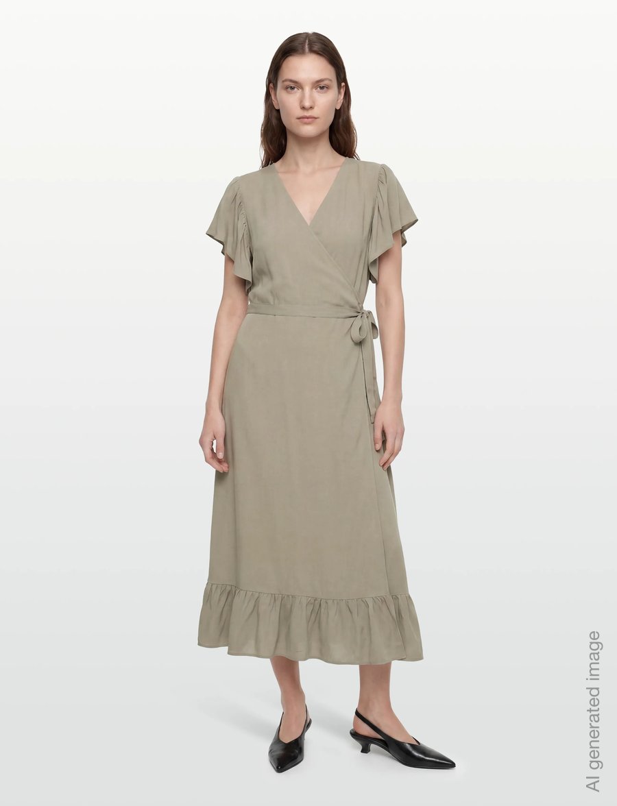 Rosemunde - RWElif SS Midi Wrap Dress - sukienki letnie - dried sage - 0