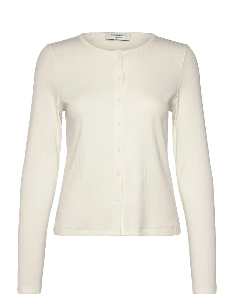 Rosemunde - RWBelmo Pointelle LS Cardigan - koftor - cloud dancer - 0