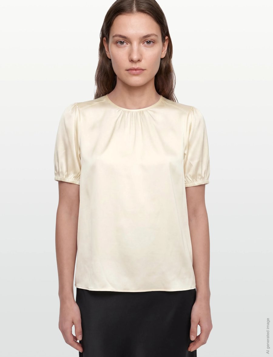 Rosemunde - RHJasmine Silk Blend SS Blouse - kurzämlige blusen - ivory - 3
