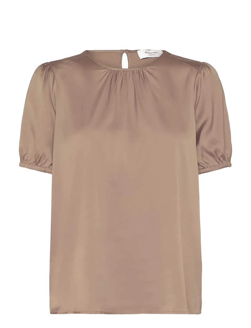 Rosemunde - RHJasmine Silk Blend SS Blouse - kortærmede bluser - mocha meringue - 0